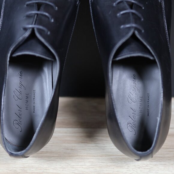 Robert Clergerie Shoes Men Size 9.5 Black Derby Leather Plain Toe Made in France main image 6